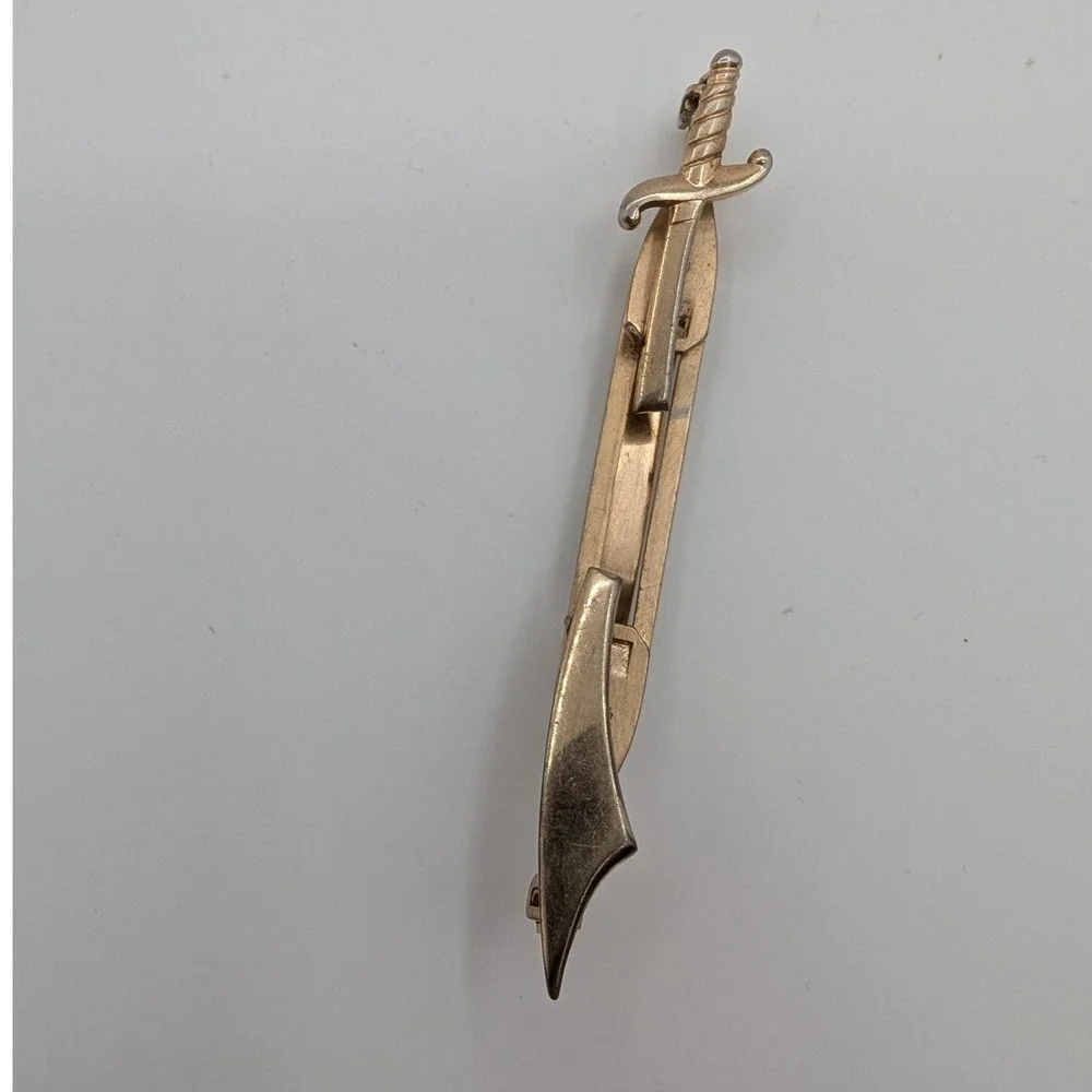 Vintage Anson Gold Tone Sword Scabbard Tie Clip Pat‎ Mens Accessory